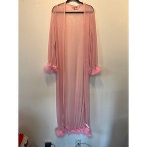 Sugar Thrillz Sheer Pink Feather Trim Robe